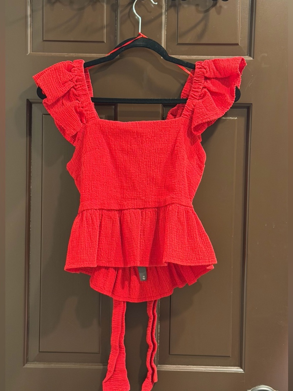 Alya Red Ruffle Peplum Camisole
